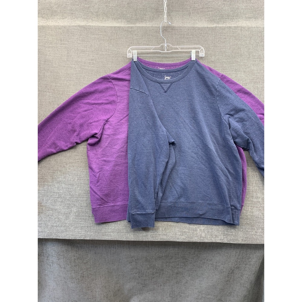 JMS Just My Size Sweatshirt Womens 5X Heather Blue Purple Fleece Lined Lot Of 2